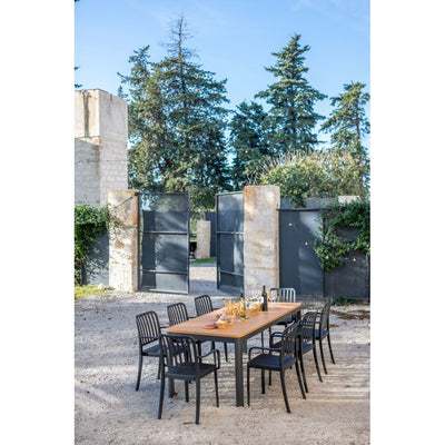 Ensemble repas Table PABLO 200cm + 8 Chaises PALOMA Noire - CEZARE - Défaut peinture