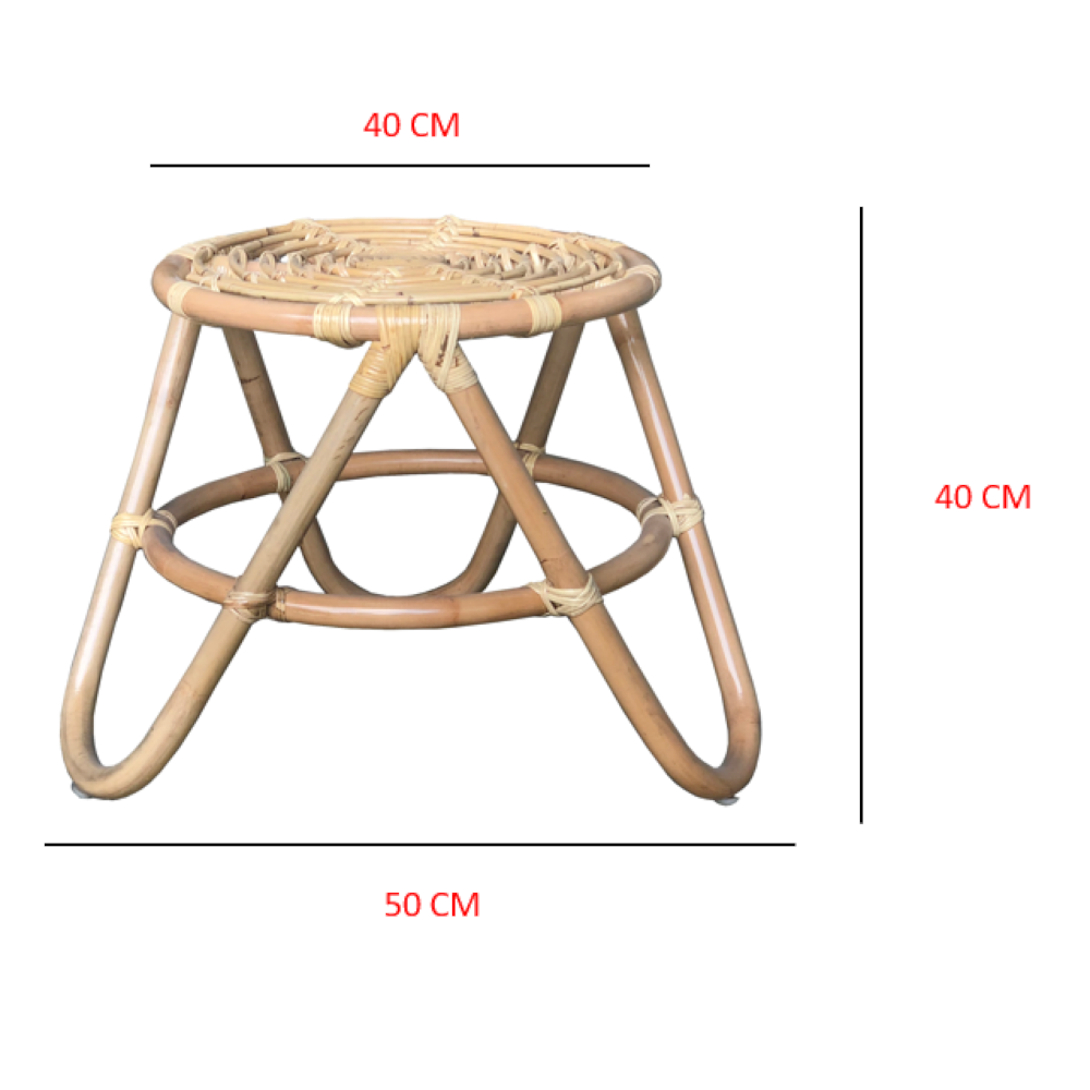 Table d'appoint Ninon en Rotin Naturel - 40x40x40cm - CEZARE